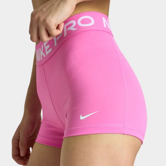 NIKE PRO 365 WOMEN'S FITTED SHORTS 3" IN PLAYFUL PINK/WHITE XS - Picture 1 of 4